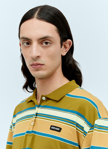 Miu Miu Striped Polo T-Shirt Green miu0356001