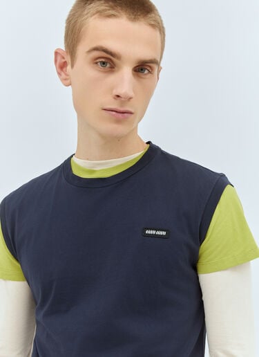 Set Of Three Jersey T-Shirts Miu Miu Set Of Three Jersey T-Shirts Blue miu0359003