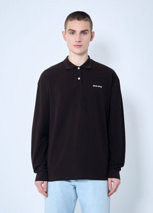 Miu Miu Long-Sleeve Polo Shirt Brown miu0360005