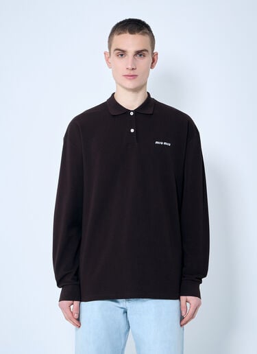 Miu Miu Long-Sleeve Polo Shirt Brown miu0360005