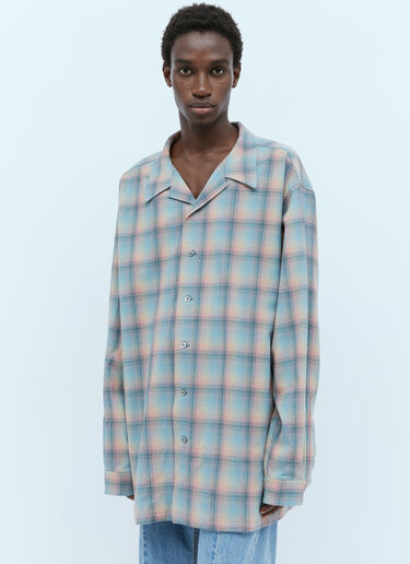 Maison Margiela Oversized Wool Check Shirt Blue mla0153009