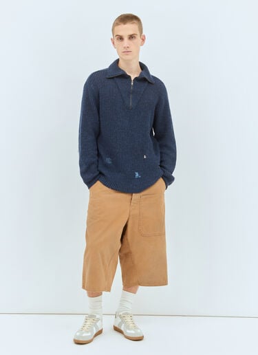 Maison Margiela Summer Shetland Knit Sweater Blue mla0158009