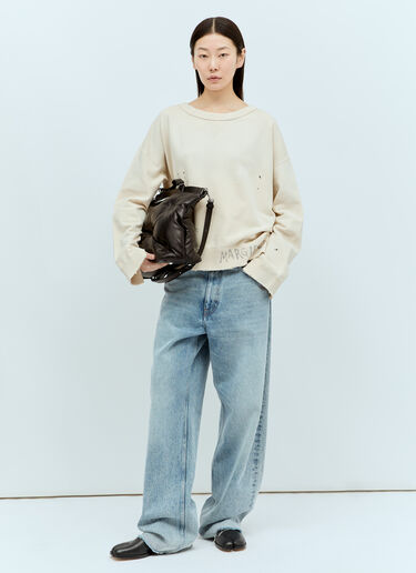 Maison Margiela 핸드 레터링 로고 맨투맨 베이지 mla0255001