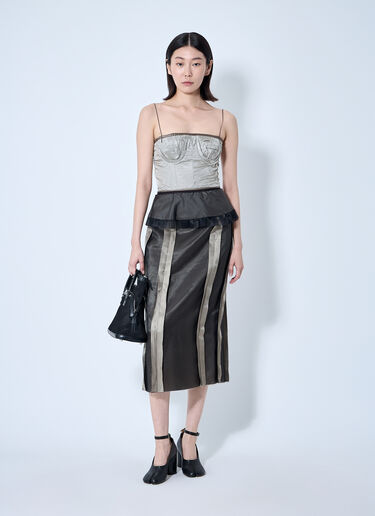 Maison Margiela 对比色拼接真丝中长连衣裙  黑色 mla0259007