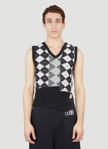 MM6 Maison Margiela Argyle Print Sleeveless Sweater Black mmm0151011