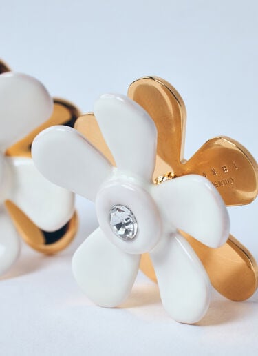 Marni 珐琅金属花朵耳环 白色 mni0259030