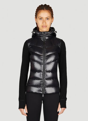 Partially Quilted Zip-Up Hooded Cardigan Moncler Grenoble Partially Quilted Zip-Up Hooded Cardigan Black mog0241006