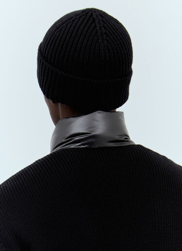 Logo Patch Beanie Hat Moncler Logo Patch Beanie Hat Black mon0157054