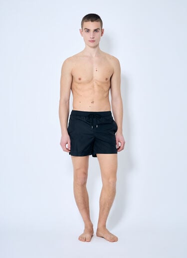 Moncler Logo Patch Swim Shorts Black mon0159035