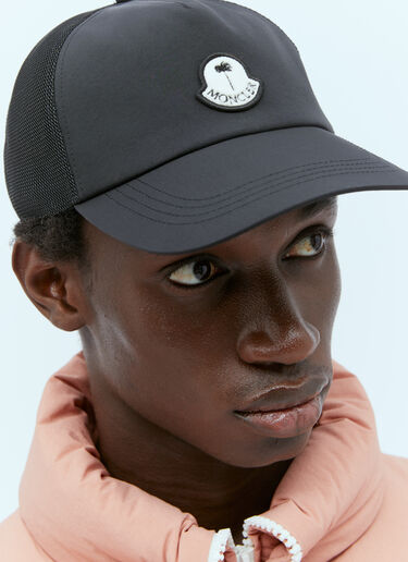 Moncler x Palm Angels 로고 패치 베이스볼 캡 블랙 mpa0355007