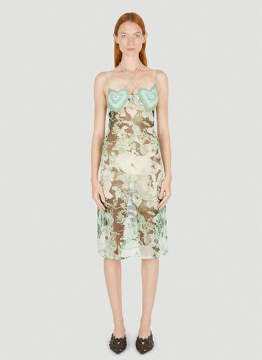 Crochet Hearts Graphic Mesh Dress Marco Rambaldi Crochet Hearts Graphic Mesh Dress Green mra0250017