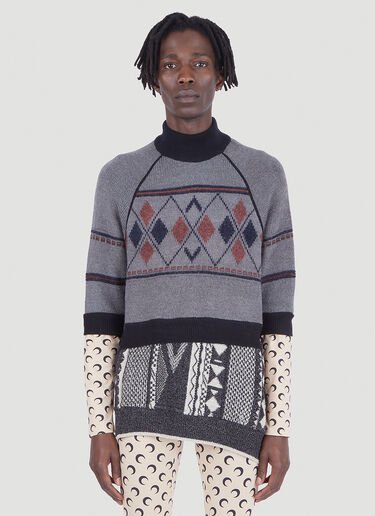 Marine Serre Multi-Panel Knit Sweater Grey mrs0146009