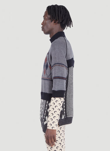Marine Serre Multi-Panel Knit Sweater Grey mrs0146009