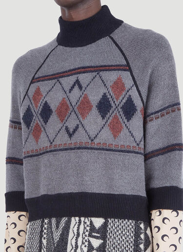Marine Serre Multi-Panel Knit Sweater Grey mrs0146009