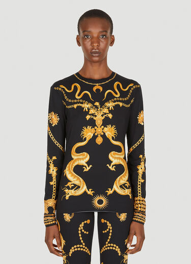 Marine Serre Ornament Moon Long Sleeve Top Black mrs0252023