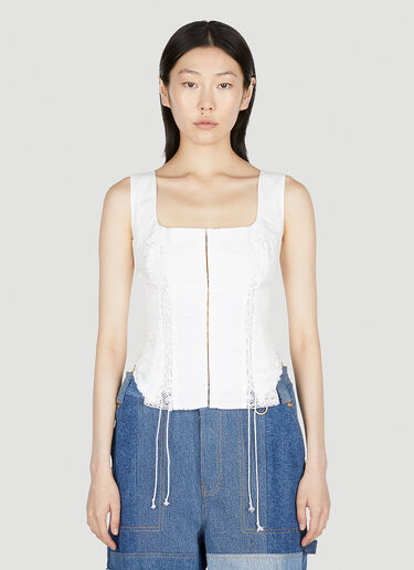 Marine Serre Lace-Up Corset Top White mrs0252026