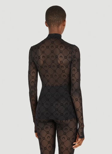 Flocked Mesh Long Sleeve Top Marine Serre Flocked Mesh Long Sleeve Top Black mrs0252027