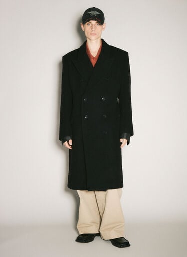 Martine Rose ダブルブレストシャツオーバーコート ブラック mtr0158007