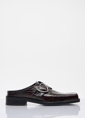Martine Rose Square Toe Buckle Mules Brown mtr0158019