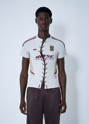 Martine Rose Lace-Up Logo Motif Football Shirt Grey mtr0159009