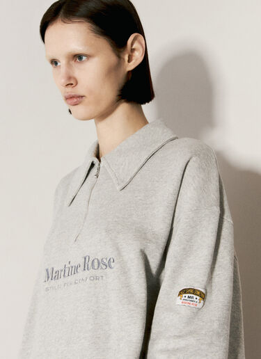 Martine Rose Logo Embroidery Zip-Up Polo Sweatshirt Grey mtr0255011