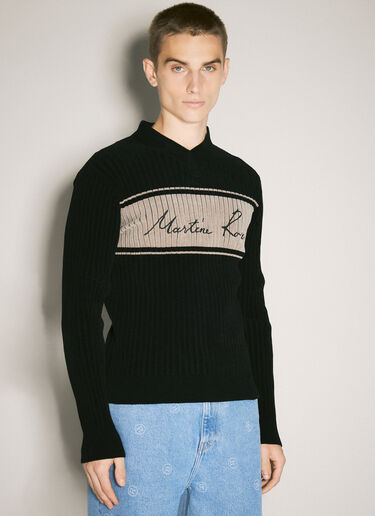 Martine Rose 셔닐 V-넥 스웨터 블랙 mtr0358010