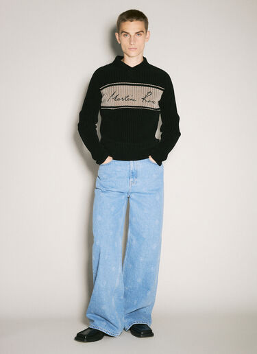 Martine Rose 셔닐 V-넥 스웨터 블랙 mtr0358010
