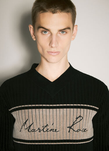 Martine Rose 셔닐 V-넥 스웨터 블랙 mtr0358010