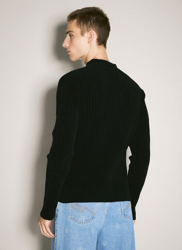 Martine Rose 셔닐 V-넥 스웨터 블랙 mtr0358010
