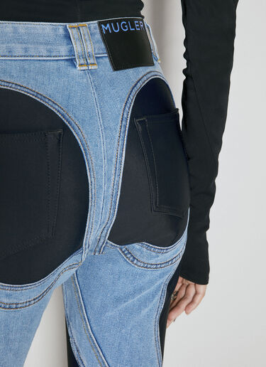 Slited Bi-Material Spiral Jeans Mugler Slited Bi-Material Spiral Jeans Blue mug0254014