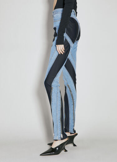 Slited Bi-Material Spiral Jeans Mugler Slited Bi-Material Spiral Jeans Blue mug0254014