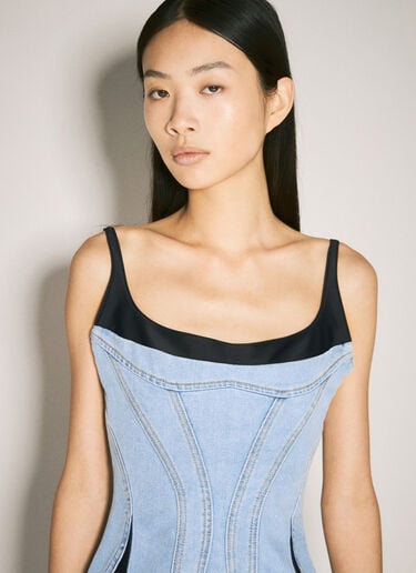 双材质螺旋牛仔连衣裙 Mugler 双材质螺旋牛仔连衣裙 蓝色 mug0255020