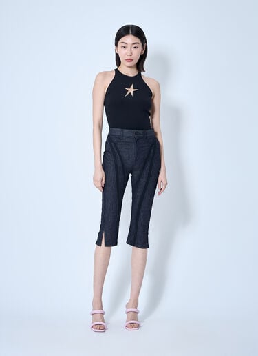 Mugler Capri Denim Cropped Pants Blue mug0259012