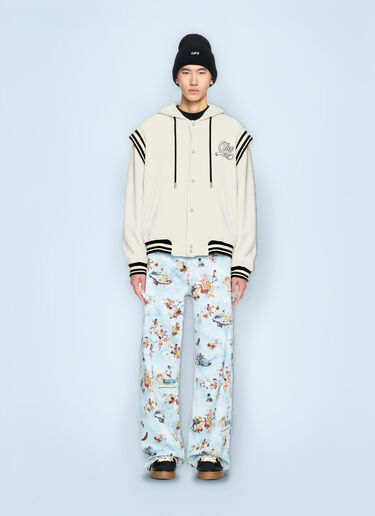 Fleece 00 Varsity Hooded Jacket Off-White Fleece 00 Varsity Hooded Jacket Natural ofw0160090