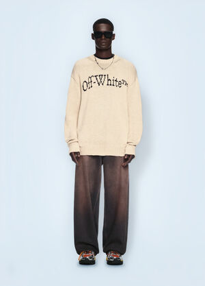 Off-White Big Bookish Chunky Knit Sweater Natural ofw0160119