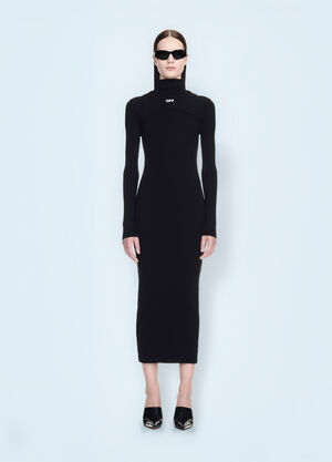 Off-White Off Stamp Ribbed Midi Dress Black ofw0260011