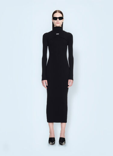 Off Stamp Ribbed Midi Dress Off-White Off Stamp Ribbed Midi Dress Black ofw0260011