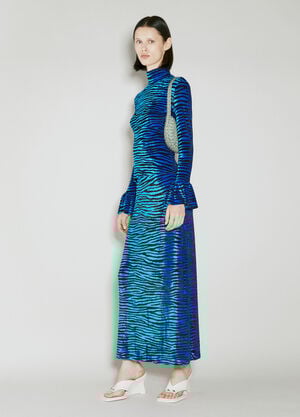 Rabanne Velvet Zebra Print Skirt Blue pac0253022