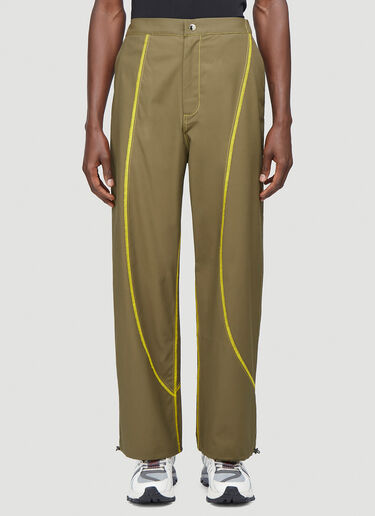Contrast Stripe Wide-Leg Pants Paria Farzaneh Contrast Stripe Wide-Leg Pants Green pfz0140003