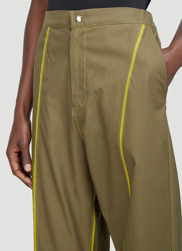 Contrast Stripe Wide-Leg Pants Paria Farzaneh Contrast Stripe Wide-Leg Pants Green pfz0140003