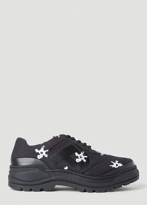 Phileo Basalt White Flower Lace-Ups Black phi0152003