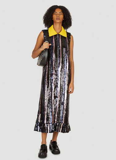 Plan C Striped Sequin Dress Black plc0250001