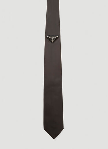 Prada Logo-Plaque Nylon Tie Black pra0141055