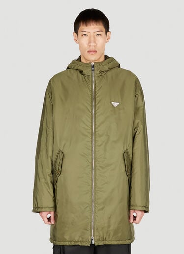 Logo Plaque Coat Prada Logo Plaque Coat Olive pra0152027
