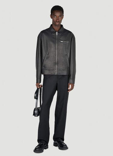 Zip Up Leather Jacket Prada Zip Up Leather Jacket Black pra0153002