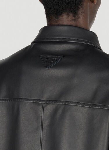 Zip Up Leather Jacket Prada Zip Up Leather Jacket Black pra0153002