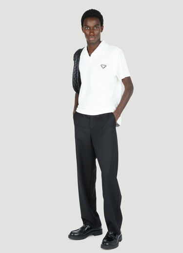 Terry-Cloth Logo Patch Polo Shirt Prada Terry-Cloth Logo Patch Polo Shirt White pra0153008