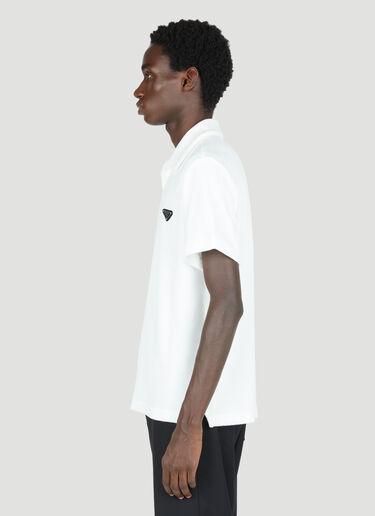 Prada Terry-Cloth Logo Patch Polo Shirt White pra0153008