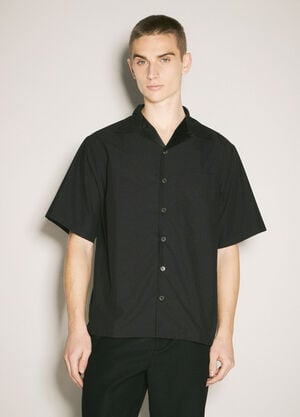Prada Short-Sleeve Technical Cotton Shirt Black pra0159036