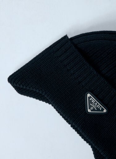 Logo Plaque Wool Beanie Hat Prada Logo Plaque Wool Beanie Hat Black pra0159041